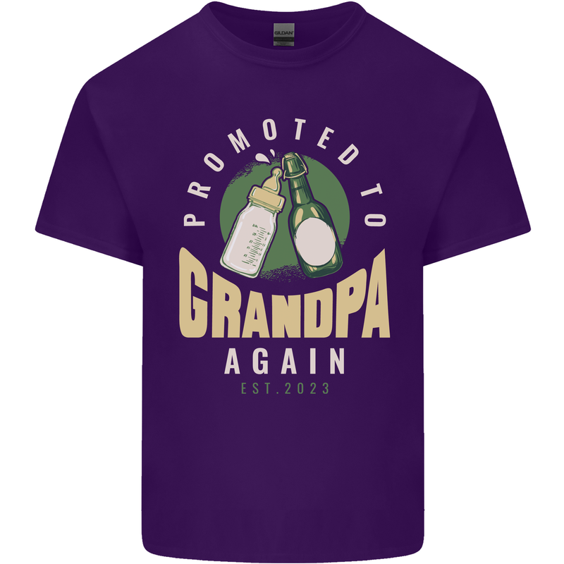 Promoted to Grandpa Est. 2023 Mens Cotton T-Shirt Tee Top Purple