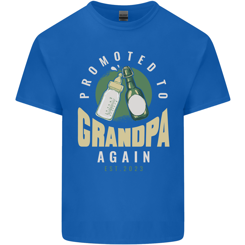 Promoted to Grandpa Est. 2023 Mens Cotton T-Shirt Tee Top Royal Blue