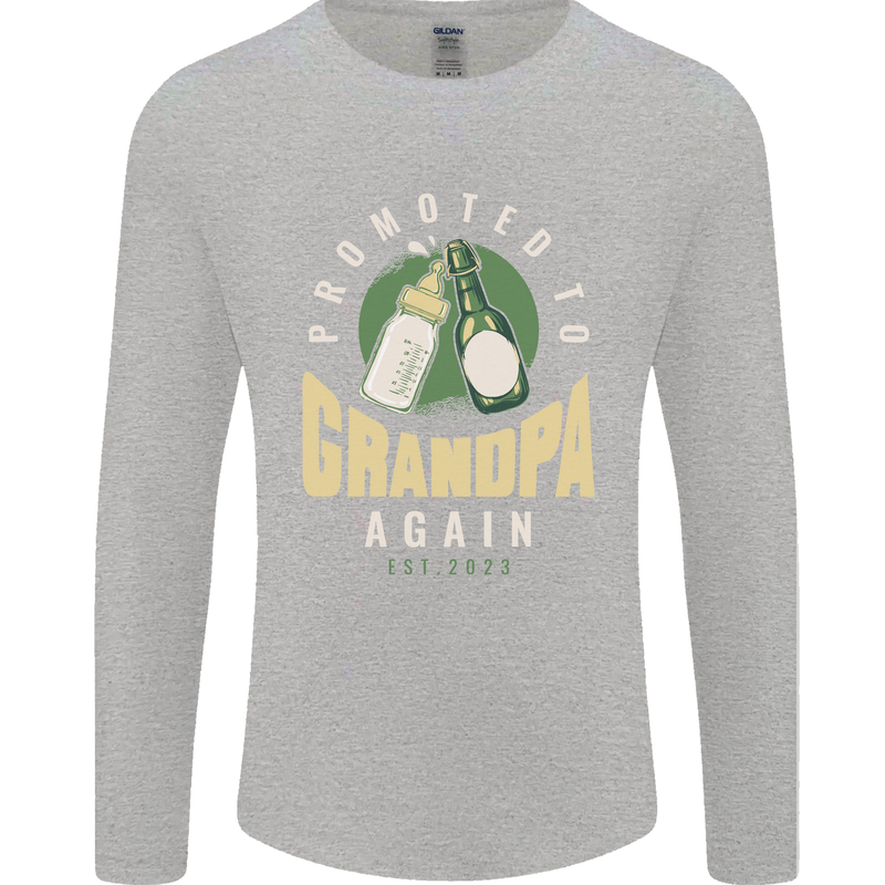 Promoted to Grandpa Est. 2023 Mens Long Sleeve T-Shirt Sports Grey