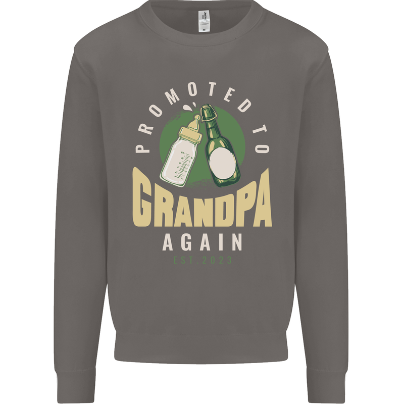 Promoted to Grandpa Est. 2023 Mens Sweatshirt Jumper Charcoal