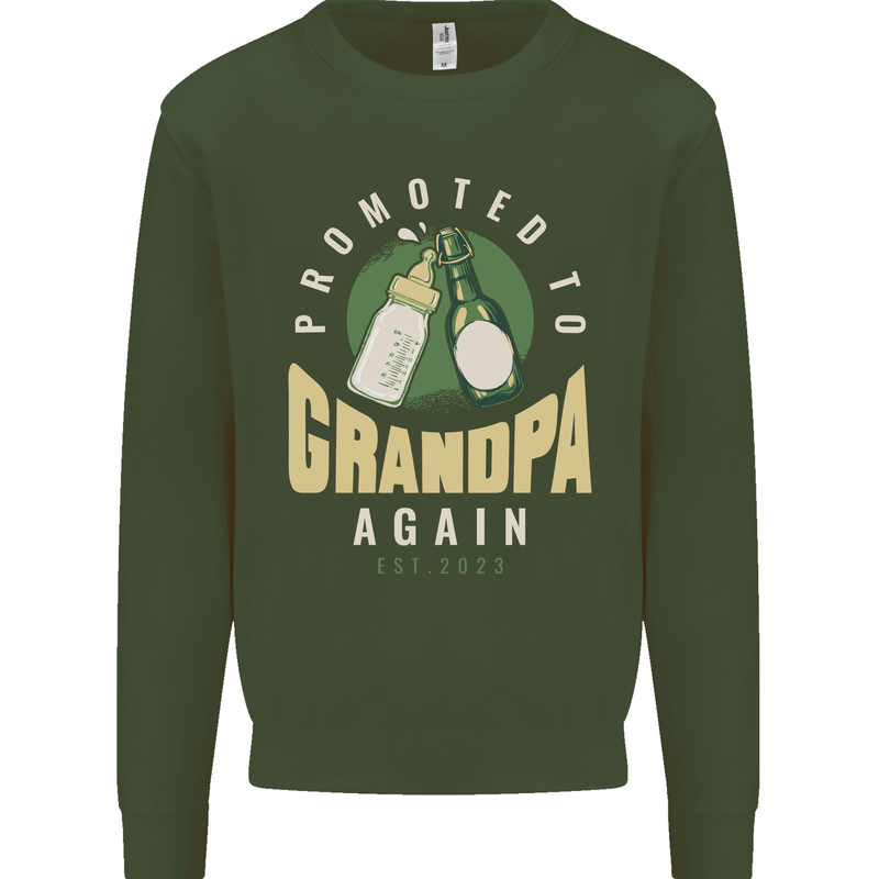 Promoted to Grandpa Est. 2023 Mens Sweatshirt Jumper Forest Green