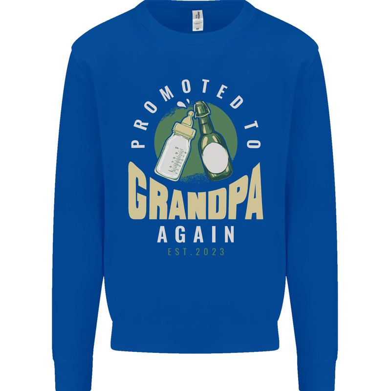 Promoted to Grandpa Est. 2023 Mens Sweatshirt Jumper Royal Blue