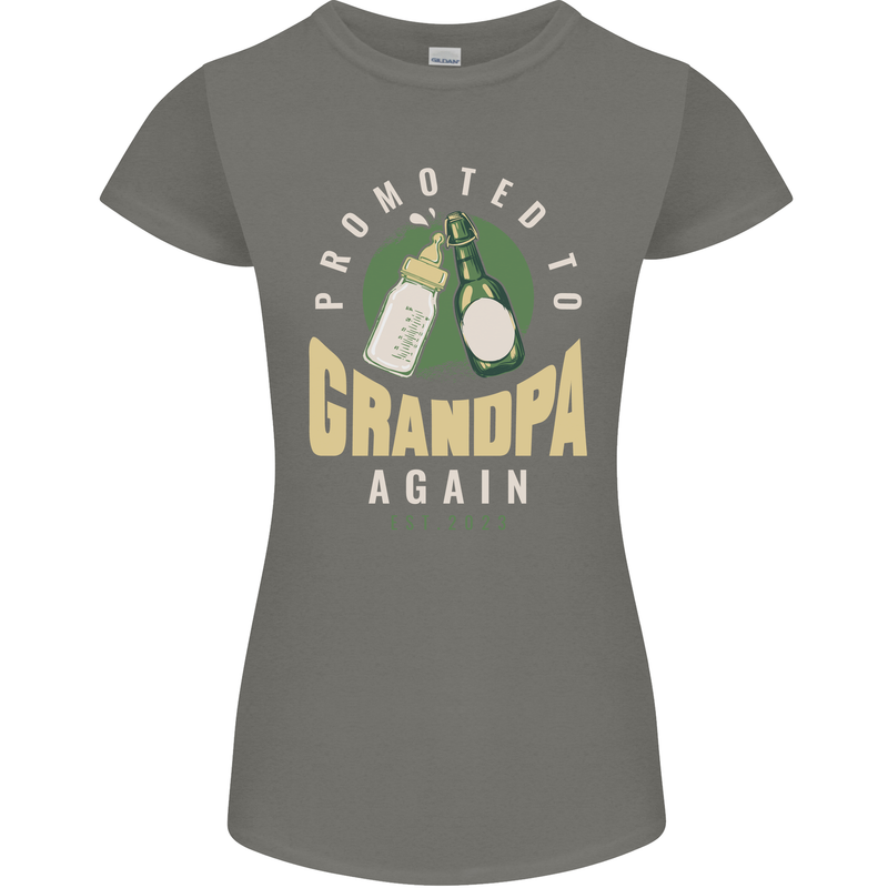 Promoted to Grandpa Est. 2023 Womens Petite Cut T-Shirt Charcoal