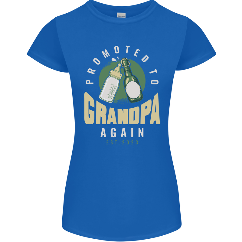 Promoted to Grandpa Est. 2023 Womens Petite Cut T-Shirt Royal Blue