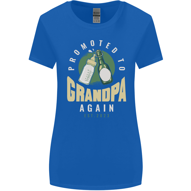 Promoted to Grandpa Est. 2023 Womens Wider Cut T-Shirt Royal Blue