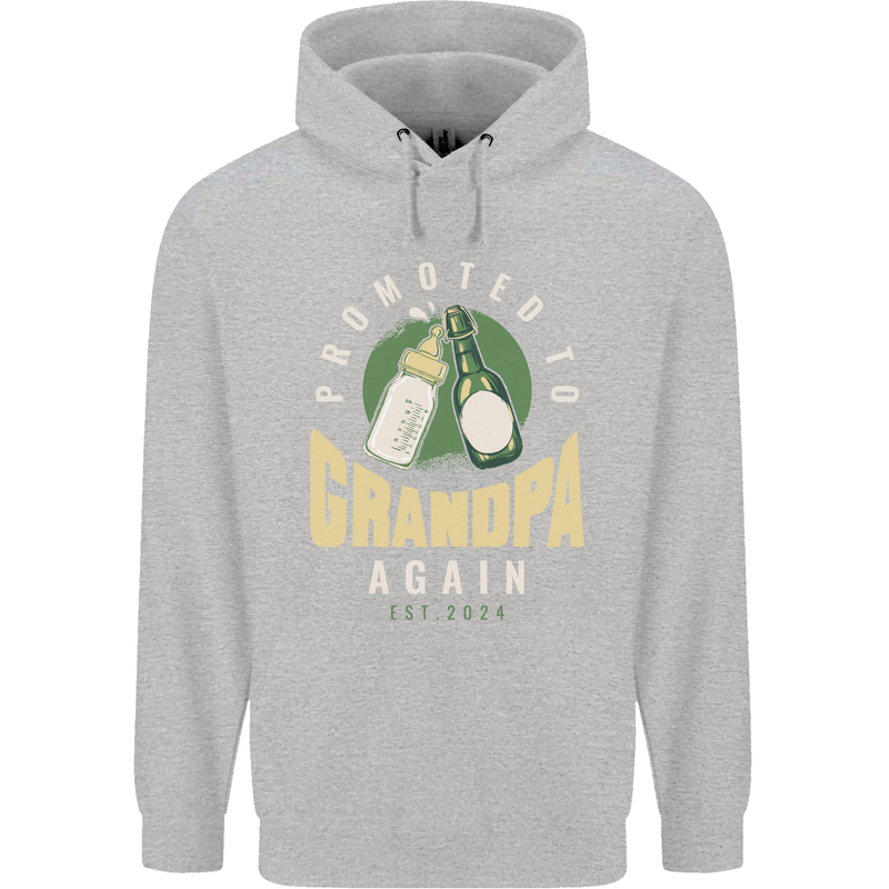 Promoted to Grandpa Est. 2024 Childrens Kids Hoodie Sports Grey