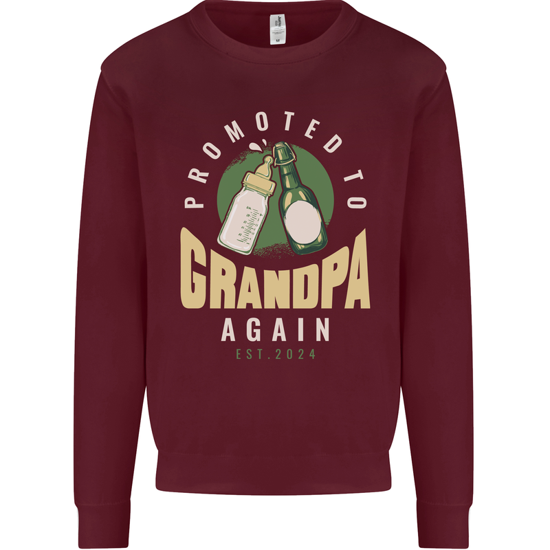Promoted to Grandpa Est. 2024 Kids Sweatshirt Jumper Maroon
