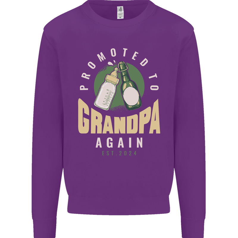 Promoted to Grandpa Est. 2024 Kids Sweatshirt Jumper Purple