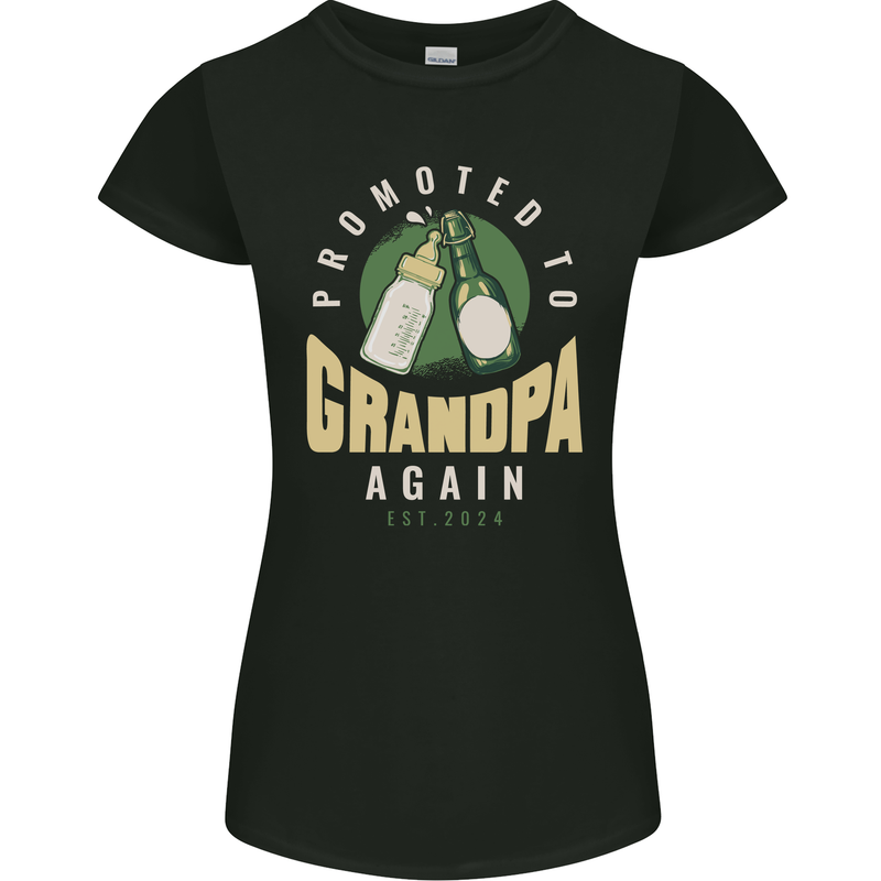 Promoted to Grandpa Est. 2024 Womens Petite Cut T-Shirt Black