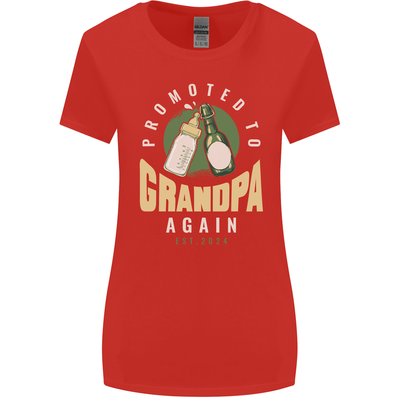 Promoted to Grandpa Est. 2024 Womens Wider Cut T-Shirt Red