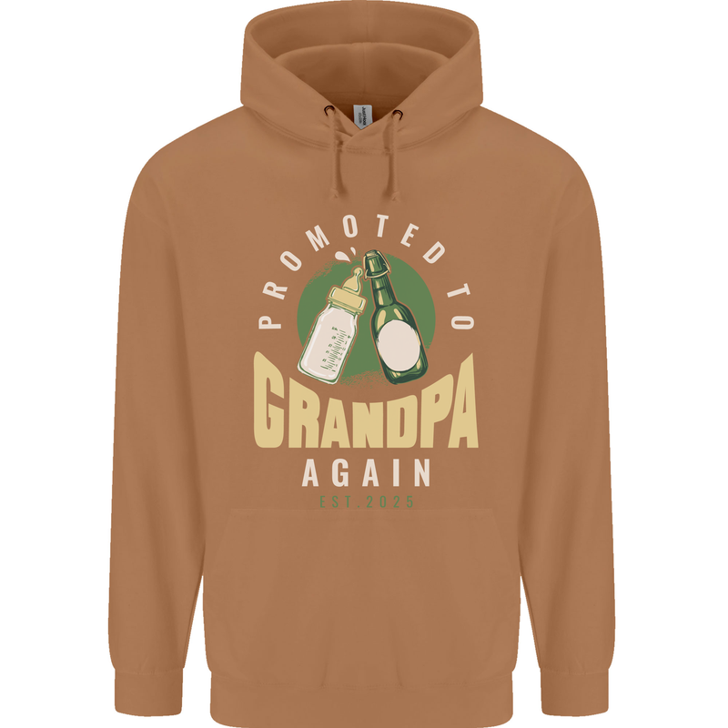 Promoted to Grandpa Est. 2025 Mens 80% Cotton Hoodie Caramel Latte