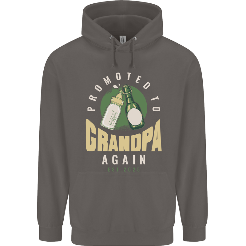 Promoted to Grandpa Est. 2025 Mens 80% Cotton Hoodie Charcoal