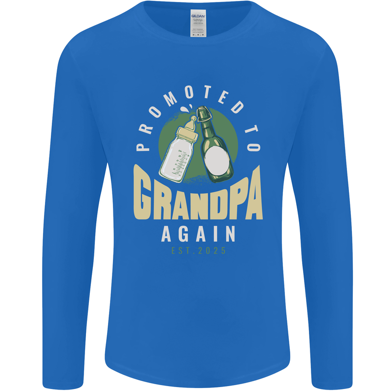 Promoted to Grandpa Est. 2025 Mens Long Sleeve T-Shirt Royal Blue