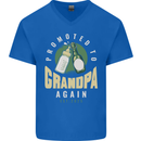 Promoted to Grandpa Est. 2025 Mens V-Neck Cotton T-Shirt Royal Blue