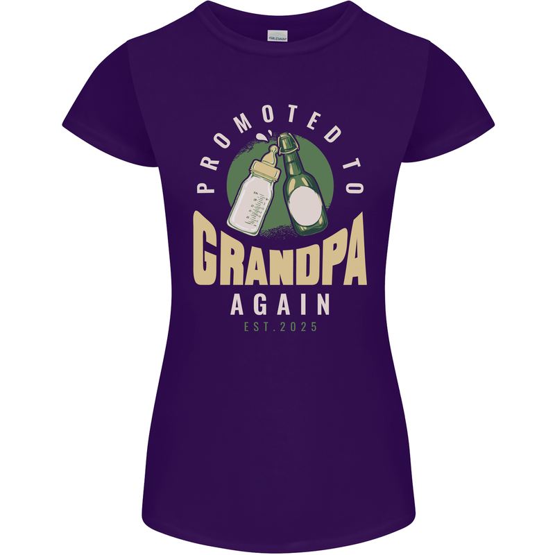 Promoted to Grandpa Est. 2025 Womens Petite Cut T-Shirt Purple