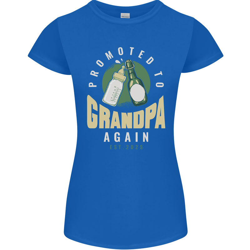 Promoted to Grandpa Est. 2025 Womens Petite Cut T-Shirt Royal Blue