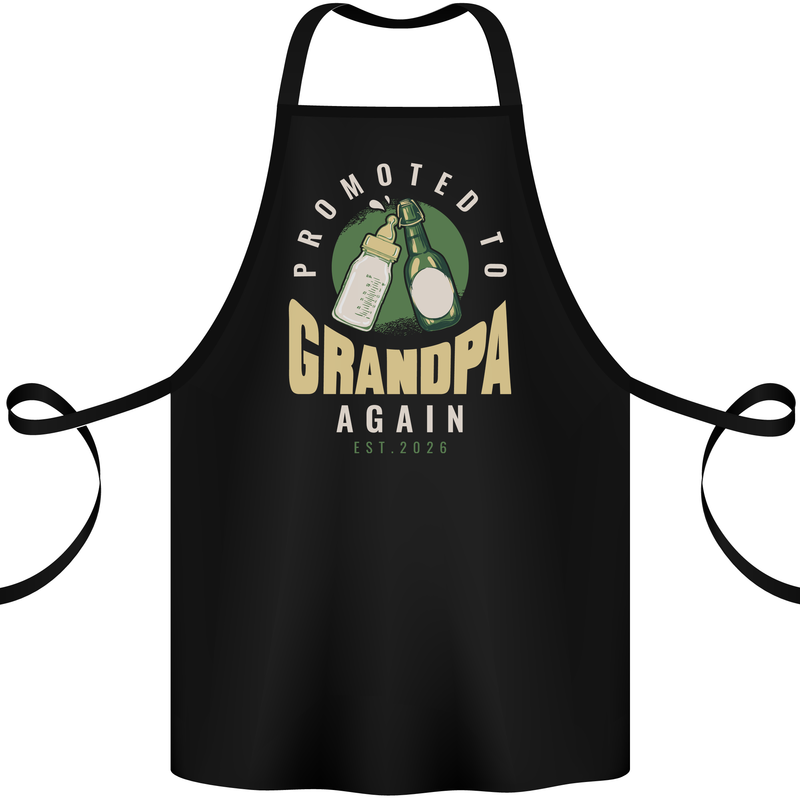 Promoted to Grandpa Est. 2026 Cotton Apron 100% Organic Black