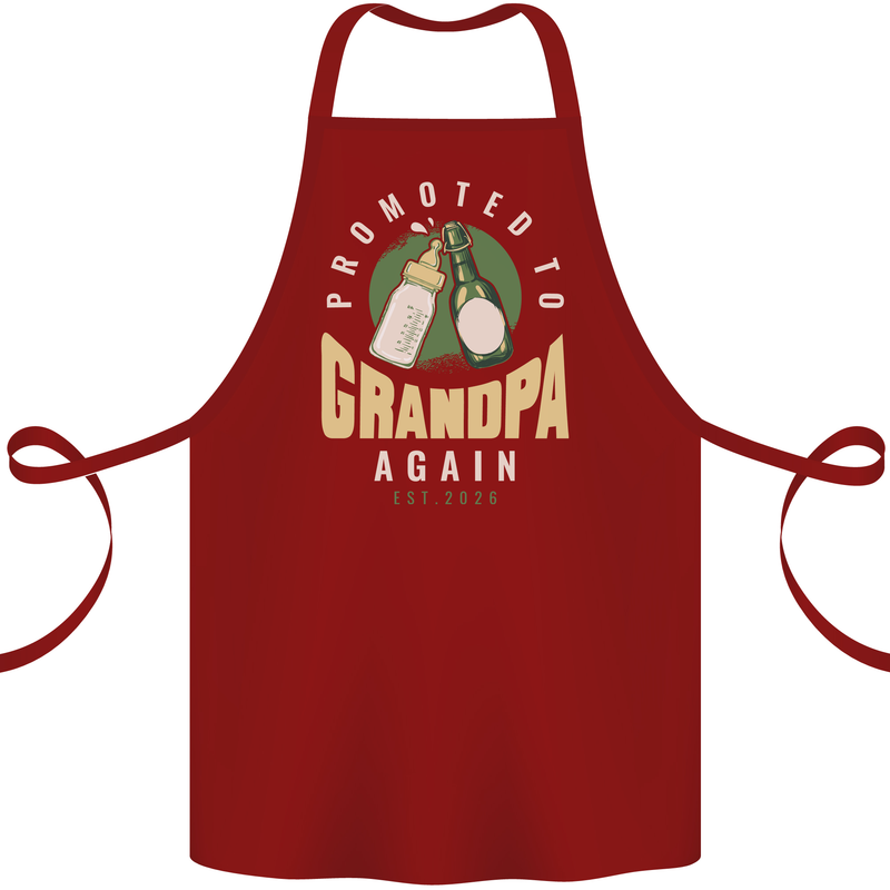 Promoted to Grandpa Est. 2026 Cotton Apron 100% Organic Maroon