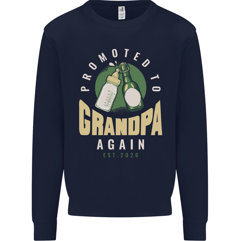 Promoted to Grandpa Est. 2026 Kids Sweatshirt Jumper Navy Blue