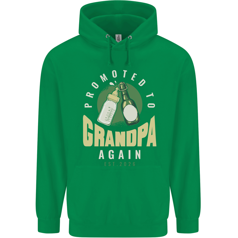 Promoted to Grandpa Est. 2026 Mens 80% Cotton Hoodie Irish Green