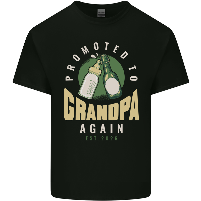 Promoted to Grandpa Est. 2026 Mens Cotton T-Shirt Tee Top Black