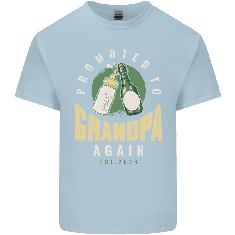 Promoted to Grandpa Est. 2026 Mens Cotton T-Shirt Tee Top Light Blue