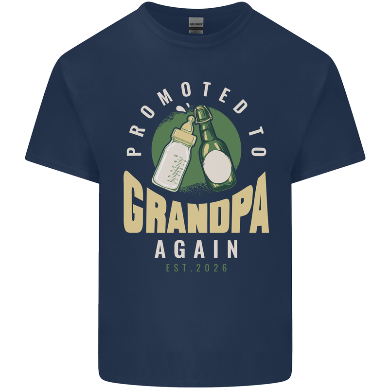 Promoted to Grandpa Est. 2026 Mens Cotton T-Shirt Tee Top Navy Blue