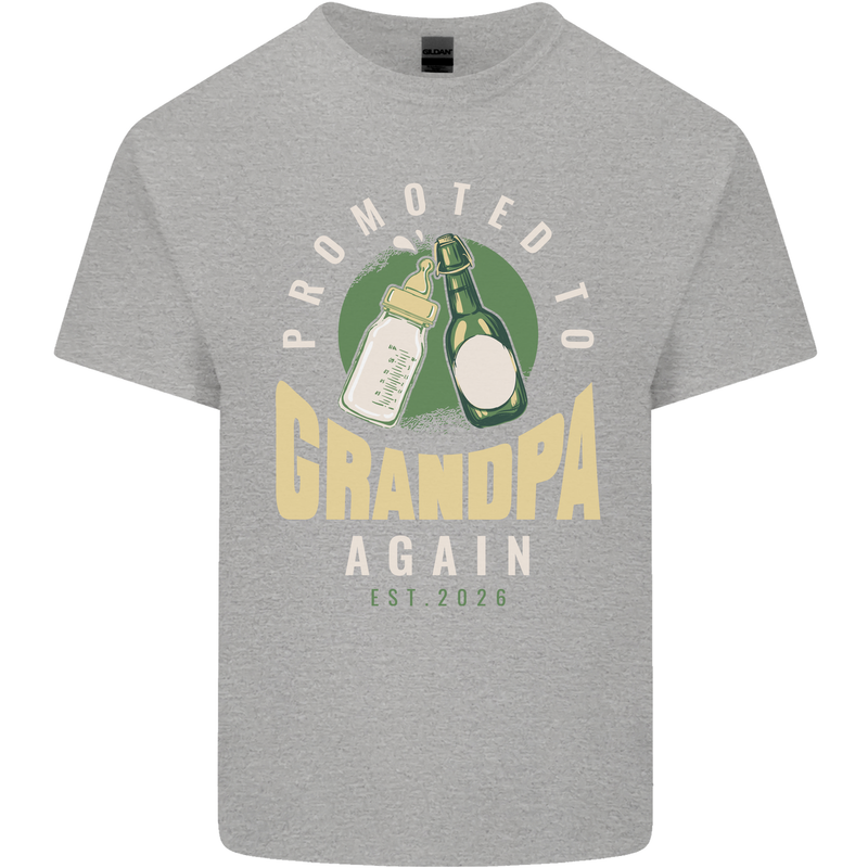 Promoted to Grandpa Est. 2026 Mens Cotton T-Shirt Tee Top Sports Grey