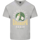 Promoted to Grandpa Est. 2026 Mens V-Neck Cotton T-Shirt Sports Grey