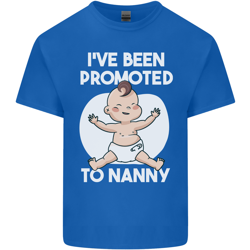 Promoted to Nanny Funny Baby Boy Girl Mens Cotton T-Shirt Tee Top Royal Blue