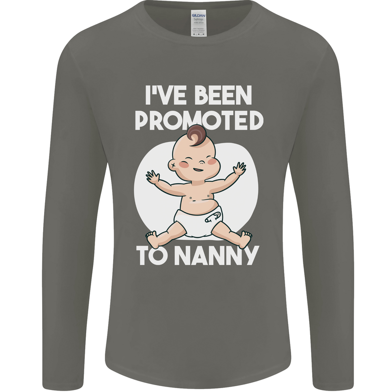 Promoted to Nanny Funny Baby Boy Girl Mens Long Sleeve T-Shirt Charcoal