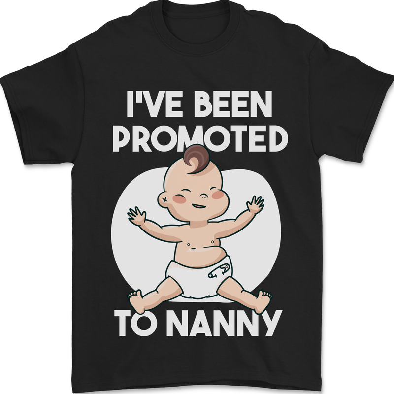 Promoted to Nanny Funny Baby Boy Girl Mens T-Shirt 100% Cotton Black