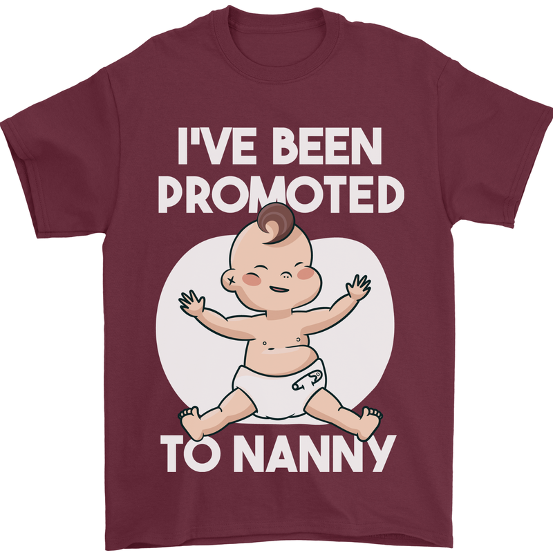 Promoted to Nanny Funny Baby Boy Girl Mens T-Shirt 100% Cotton Maroon