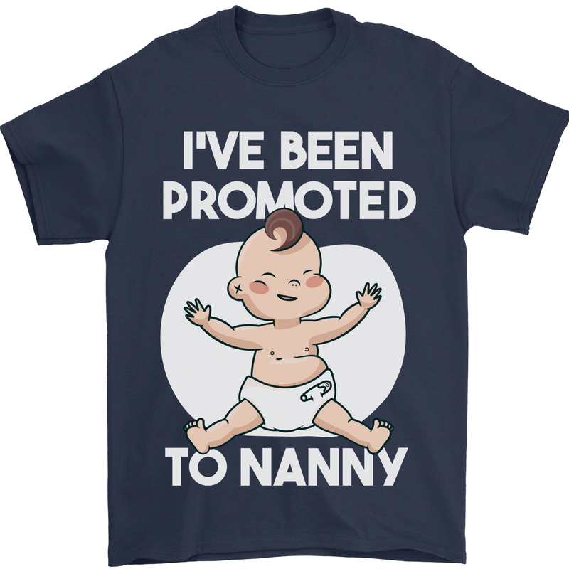 Promoted to Nanny Funny Baby Boy Girl Mens T-Shirt 100% Cotton Navy Blue