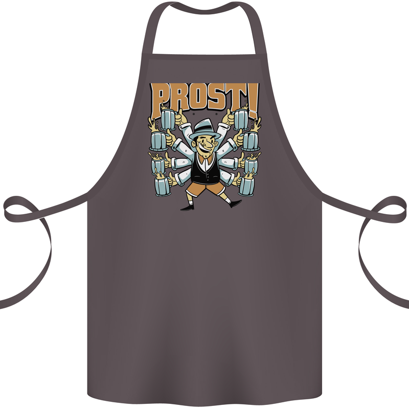 Prost German Oktoberfest Beer Cotton Apron 100% Organic Dark Grey