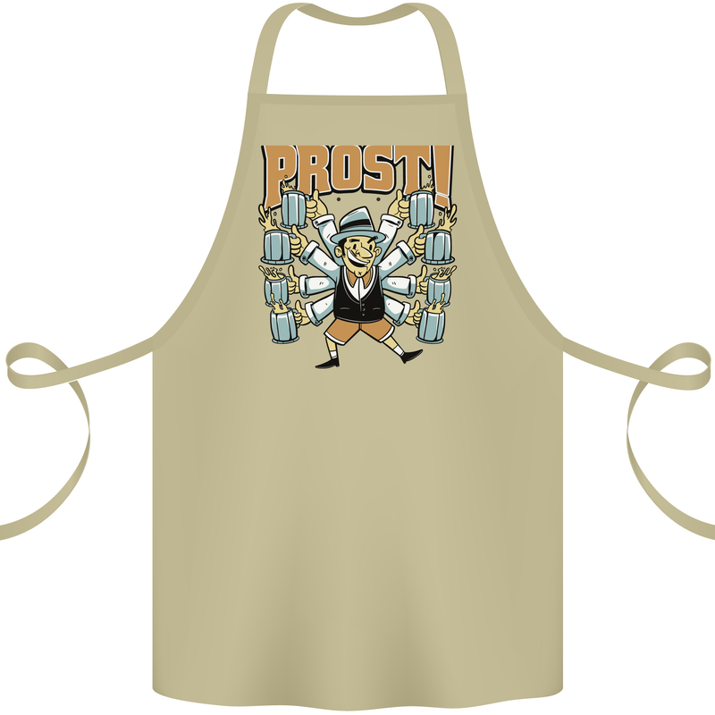 Prost German Oktoberfest Beer Cotton Apron 100% Organic Khaki