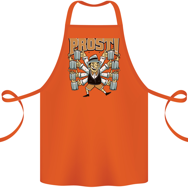 Prost German Oktoberfest Beer Cotton Apron 100% Organic Orange