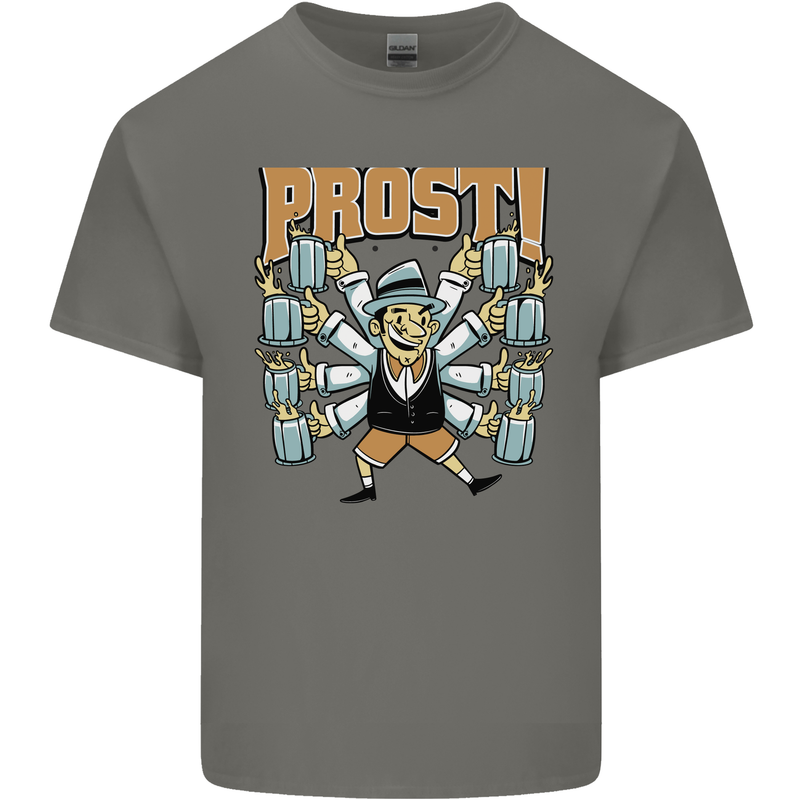 Prost German Oktoberfest Beer Mens Cotton T-Shirt Tee Top Charcoal