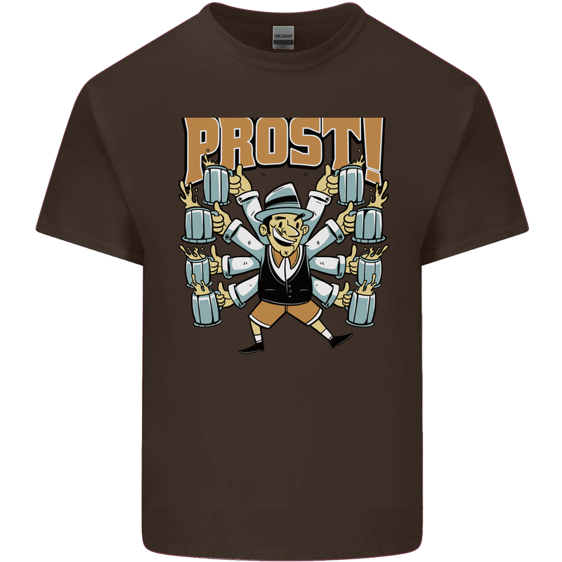 Prost German Oktoberfest Beer Mens Cotton T-Shirt Tee Top Dark Chocolate
