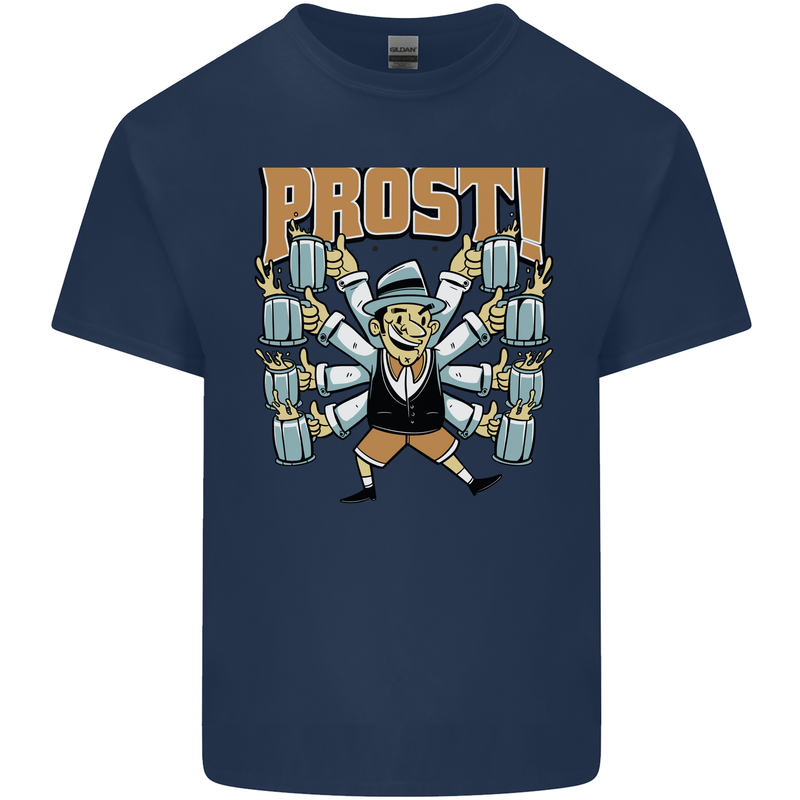 Prost German Oktoberfest Beer Mens Cotton T-Shirt Tee Top Navy Blue