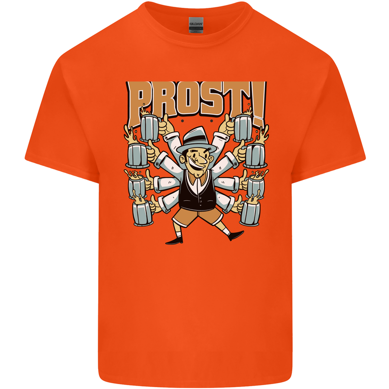 Prost German Oktoberfest Beer Mens Cotton T-Shirt Tee Top Orange