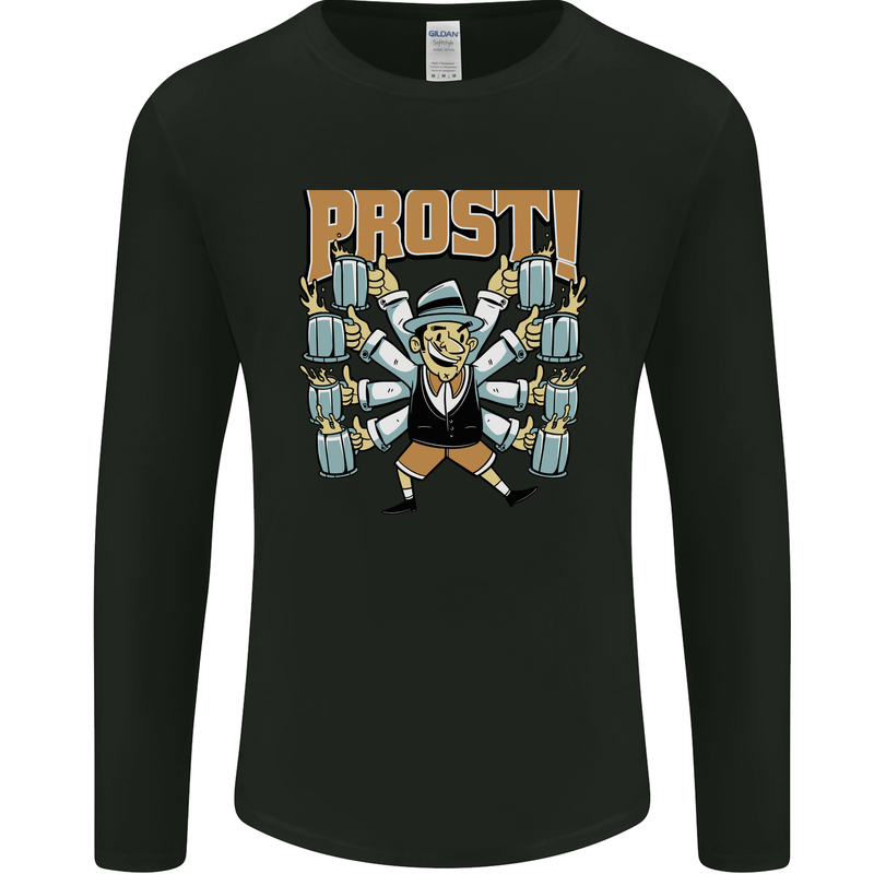 Prost German Oktoberfest Beer Mens Long Sleeve T-Shirt Black