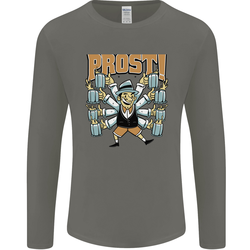 Prost German Oktoberfest Beer Mens Long Sleeve T-Shirt Charcoal