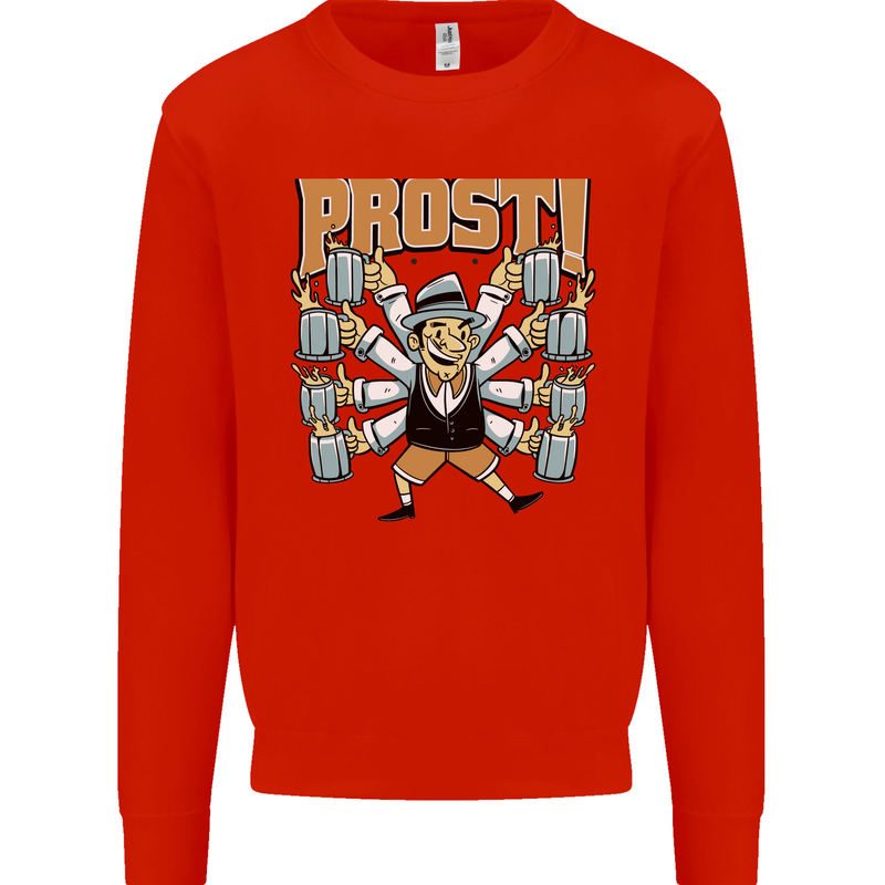Prost German Oktoberfest Beer Mens Sweatshirt Jumper Bright Red