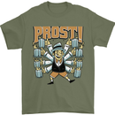 Prost German Oktoberfest Beer Mens T-Shirt 100% Cotton Military Green
