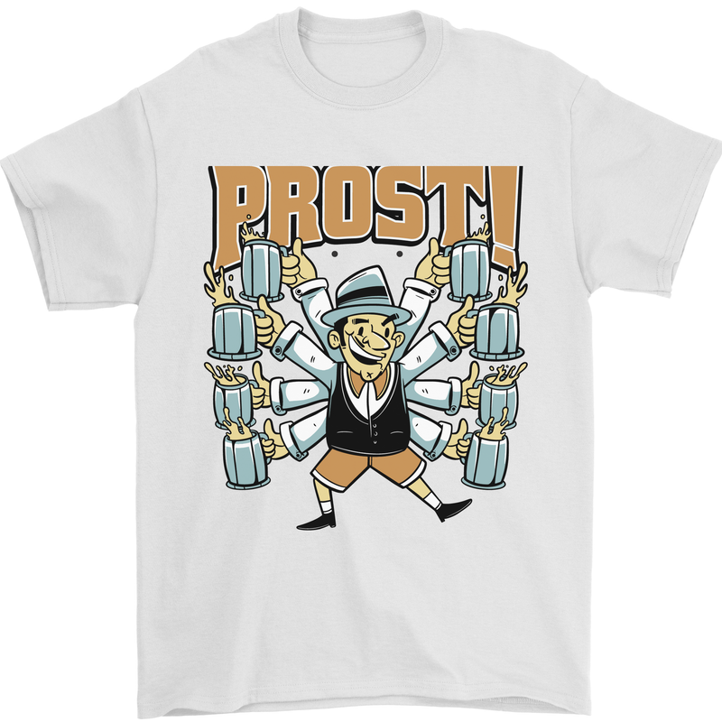 Prost German Oktoberfest Beer Mens T-Shirt 100% Cotton White