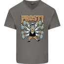 Prost German Oktoberfest Beer Mens V-Neck Cotton T-Shirt Charcoal
