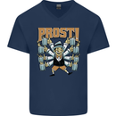 Prost German Oktoberfest Beer Mens V-Neck Cotton T-Shirt Navy Blue