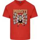 Prost German Oktoberfest Beer Mens V-Neck Cotton T-Shirt Red