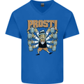 Prost German Oktoberfest Beer Mens V-Neck Cotton T-Shirt Royal Blue